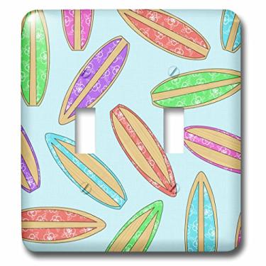 Imagem de 3dRose LLC lsp_77553_2 Interruptor duplo com estampa de flores havaianas coloridas e azul de bambu