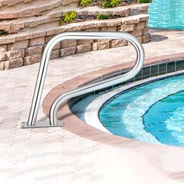 Imagem de Yajun Corrimão de piscina 304 aço inoxidável design humanizado engrossar trilhos de piscina à prova de ferrugem trilho de mão de montagem fácil, prata, 81 * 58 cm