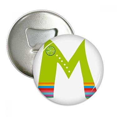 Imagem de M alfabeto laranja frutas bonito padrão abridor de garrafas ímã de geladeira emblema multifuncional