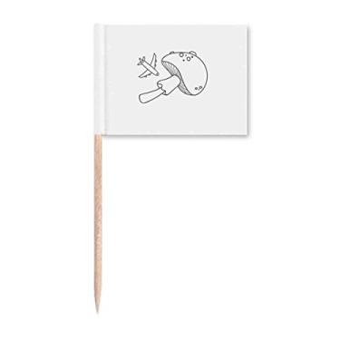 Imagem de Marcadores de palito de dente com linhas enormes para aeronaves de cogumelo topo para decoração de festa