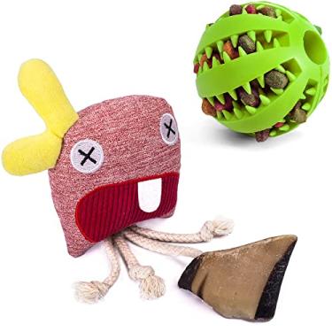 Imagem de Kit Brinquedo Pet MADOG MAR: 1 bola e 1 pelúcia casco bovino