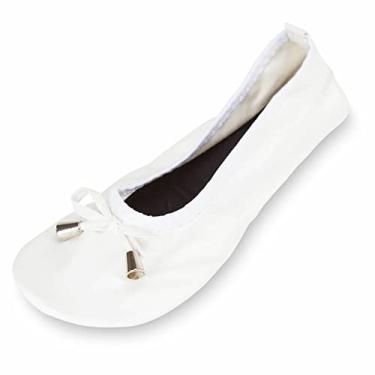 Imagem de Sapatilha feminina dobrável portátil para viagem Shoes 18 com estojo de transporte combinando, 1180 Branco, 7-8