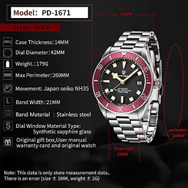 Imagem de Relógios masculinos Pagani Design BB58 Homage movimento automático japonês de 42 mm, cristal de safira, aço inoxidável 316L, 100 m à prova d'água, Vinho tinto