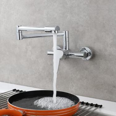 Imagem de Torneira de cozinha dobrável de parede cromada de cobre universal para pia de água quente e fria torneira giratória de 360 graus, cromada tipo A