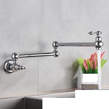 Imagem de Bico dobrável giratório de alavanca única Torneira de cozinha para banheiro Montagem na parede Torneira para pia de água fria Cromado/preto/níquel escovado/dourado, A3