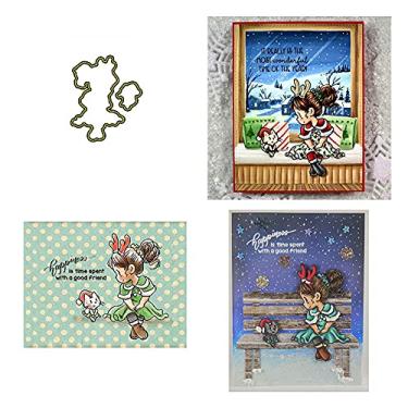 Imagem de A Pretty Girls with Cats Dies and Stamp for Card Making Happiness is The Spent with A Good Friends Words Alphabets Carimbo de borracha transparente para DIY Scrapbook Paper Crafting Metal Cutting Dies Model