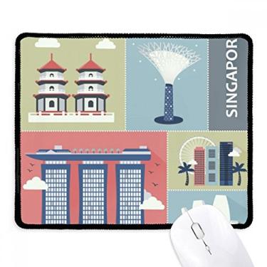 Imagem de Mouse pad de borracha para jogos com bordas costuradas e arranha-céus Singapura