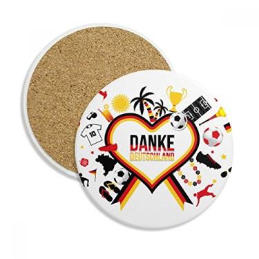 Imagem de Bandeira de futebol da Alemanha com padrão cultural, caneca de porta-copos com proteção de mesa, pedra absorvente