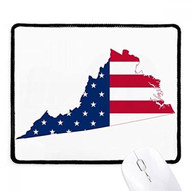Imagem de Virginia USA Mapa Estrelas Listras Bandeira Formato Mousepad Borda Costurada Tapete Borracha Gaming Pad
