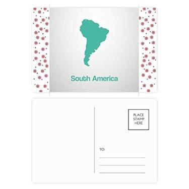 Imagem de Mapa de ilustração verde da América do Sul Natal Flor Celebração Cartão postal Blessing Mailing Card