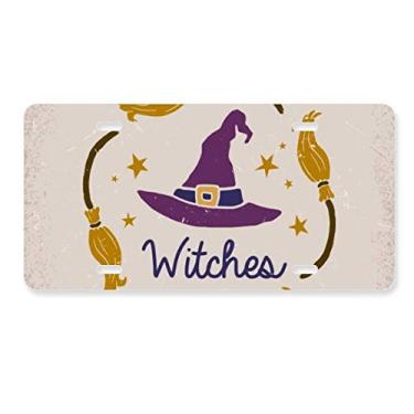 Imagem de DIYthinker Chapéu roxo estampa de desenho animado Halloween placa de licença decoração aço inoxidável automóvel etiqueta