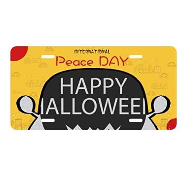 Imagem de DIYthinker Placa de carro Halloween Black Horror Pumpkin Placa de carro Decoração Dia da Paz