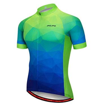 Imagem de Camisa de ciclismo masculina manga curta P-3GG zíper completo reflexivo 3 bolsos, Jp1004, M for Chest37-39.4",Max Waist33.9"