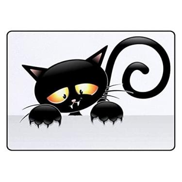 Imagem de Tapete de área macia com desenho de gato preto sozinho tapete antiderrapante para sala de estar, quarto, sala de jantar, entrada de sala de aula, 50,8 x 78,7 cm