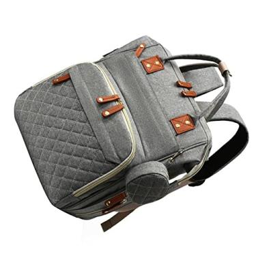 Imagem de Mochila para mamãe, mochila de nylon impermeável de grande capacidade, bolsos para uso externo (cinza)