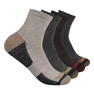 Imagem de Timberland Pacote com 4 meias masculinas meio acolchoadas, Marrom, Tamanho Único