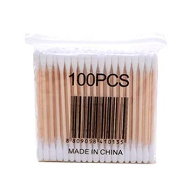 Imagem de Dressnu Cotonetes de algodão 100 peças em bambu limpeza para cuidados e orelhas Huapan algodão biodegradável vara branca + 1 pacote 8 cm