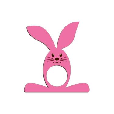 Imagem de Porta Guardanapo Coelho Com Carinha 9cmx9,8cm Kit 4 Peças - Cria Arte Laser Rosa