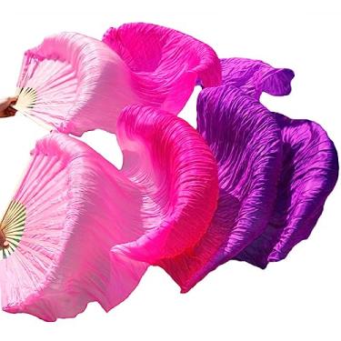 Imagem de 1 par de fãs de véu de seda para dança do ventre de 150 cm x 90 cm fãs clássicos de seda adereços de performance de dança