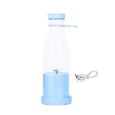 Imagem de Espremedor Elétrico Batedor de Sucos Portátil Liquidificador Multifuncional Escritório 6 Lâminas Liquidificador de Viagem Pessoal Copo Espremedor com, Azul