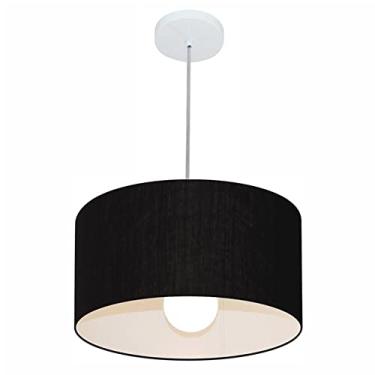 Imagem de Lustre Pendente Cilíndrico Cúpula Tecido 40x21 cm, Vivare Iluminação, Pendente4031 PR, Preto, Médio