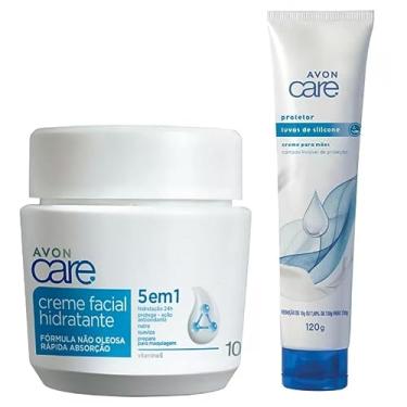 Imagem de Creme Facial Hidratante 5 em 1 Avon Care 100g+Creme Protetor para as Mãos Luvas de Silicone Avon Care 120g