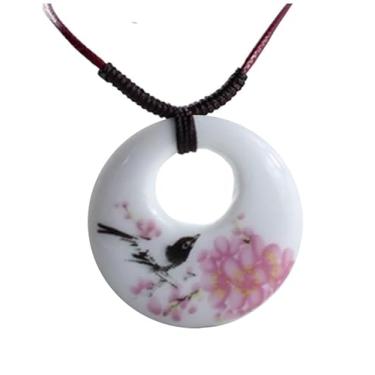 Imagem de Colar Feminino De Porcelana Redondo Beija Flor 3,5 Cm