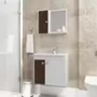 Imagem de Gabinete Para Banheiro Munique Branco Nogal - Bechara - Bechara