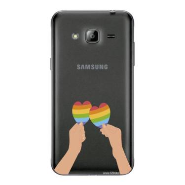 Imagem de Capa Case Capinha Samsung Galaxy  J3 Arco Iris Mãos Com Corações - Sho