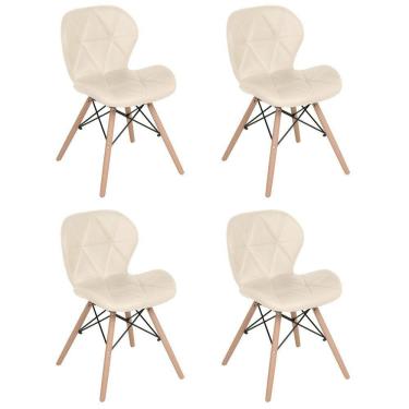 Imagem de Kit 4 cadeiras estofadas Charles Eames Eiffel Slim Wood confort