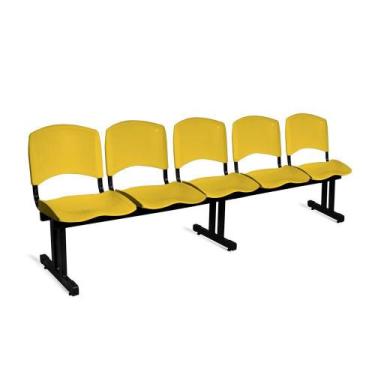 Imagem de Longarina Plástica 5 Lugares A/E Amarelo Lara - Shop Cadeiras