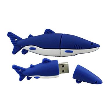 Imagem de Flash Drives USB em formato de tubarão de 32 GB Pen Drive Memoria Flash Stick PenDrives USB Flash Disk Pen Drive U Disk USB (azul)