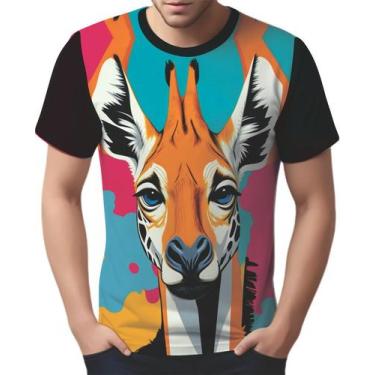 Imagem de Camisa Camiseta Tshirt Animal Savana Girafa Pop Art Retrato - Enjoy Sh