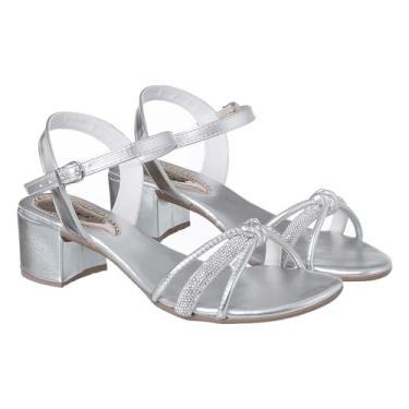 Imagem de Sandália Feminina Belele Light Brilhante Confotavel Salto Baixo Com Strass e Plamilia Impermeavel (34, Prata)