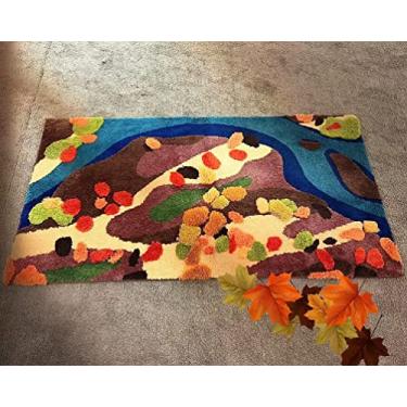 Imagem de UKELER Tapete colorido de musgo para sala de estar, tapetes de área de musgo felpudo 3D para decoração de casa, antiderrapante, lavável, tapete de brincar infantil, decoração de lavanderia, 187 x 94