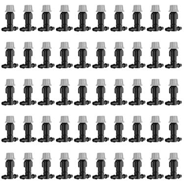 Imagem de Kalolary Conjunto de 50 pares de gotejadores de nebulização de irrigação com juntas em T para plantas de irrigação de névoa