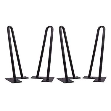 Imagem de Conjunto de 4 pernas de sofá de madeira, pés de móveis de mesa de café afunilados, pernas de substituição de armário, com placa de montagem e parafusos e tapetes antiderrapantes para sofá mesa cadeira