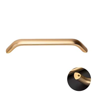 Imagem de Maçaneta de porta de armário de cozinha de liga de alumínio, puxador de móveis dourado arqueado moderno, puxador de gaveta de armário de bar, puxadores de armário de banheiro de armário, com parafuso