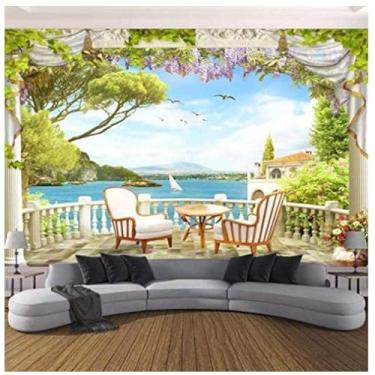 Imagem de TUYIFA Papel de parede 3D Paradise Papel de parede sala de estar quarto TV fundo mural de parede (198 cm x 135 cm, tecido de seda 3D)