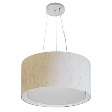 Imagem de Lustre Pendente Cilíndrico Duplo Cúpula Tecido 40x25 cm, Vivare Iluminação, Pendente4123 LLA, Linho Bege, Médio