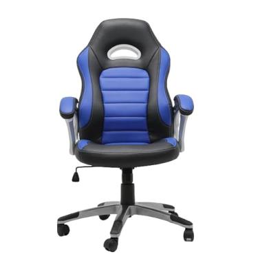 Imagem de Cadeira Gamer Ergonômica Stuhl Giratória Em Couro Sintético Escritório Profissional Azul - Nybc