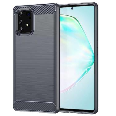 Imagem de Capa de celular para Samsung Galaxy M80S, fibra de carbono refinada, anti-queda, anti-impressões digitais, proteção total cinza