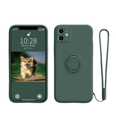 Imagem de Capa de suporte de telefone com anel de silicone líquido para Samsung Galaxy S23 Ultra Plus S22 S21 FE S10 S10E S8 S9 Plus Capa protetora, verde escuro, para S22Ultra