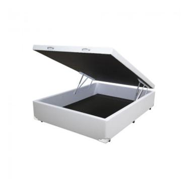 Imagem de Baú Casal Branco Luxo Blindado Madeira 138x188x41