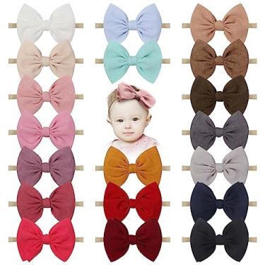 Imagem de Lanmerry Faixa de cabeça elástica de nylon feita à mão de 11,4 cm para recém-nascidos, acessórios de cabelo para bebês e bebês