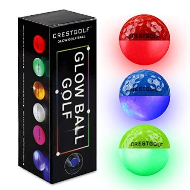 Imagem de Crestgolf Bolas de golfe LED que brilham no escuro, noite [4 LEDs embutidos] Bolas de golfe brilhantes para golfe de longa distância (vermelho/azul/verde)