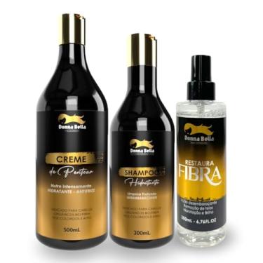 Imagem de Kit Tratamento e Manutenção de Cabelos Orgânicos, Bio Fibra e Apliques Mega Hair - Shampoo Hidratante, Creme de Pentear e Desembaraçante Restaura Fibra