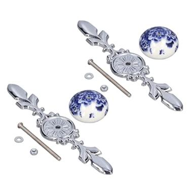 Imagem de Puxadores de Cerâmica, 2 Pçs/set Maçanetas de Armário de Cerâmica Estilo Simples Moderno Pintados à Mão Puxadores de Porta de Armário de Cerâmica, Botões (#3)