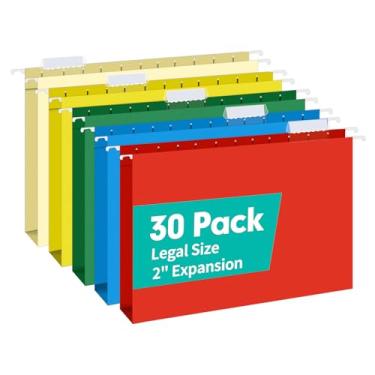 Imagem de HERKKA Pastas de arquivo suspensas tamanho ofício de capacidade extra, pacote com 30 pastas suspensas de tamanho legal reforçadas com expansão de 5 cm, projetadas para arquivos volumosos, tabelas