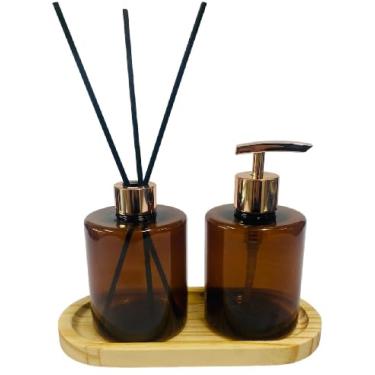 Imagem de Kit Lavabo Âmbar (Porta Sabonete Líquido e Difusor de Ambiente) - 400ml